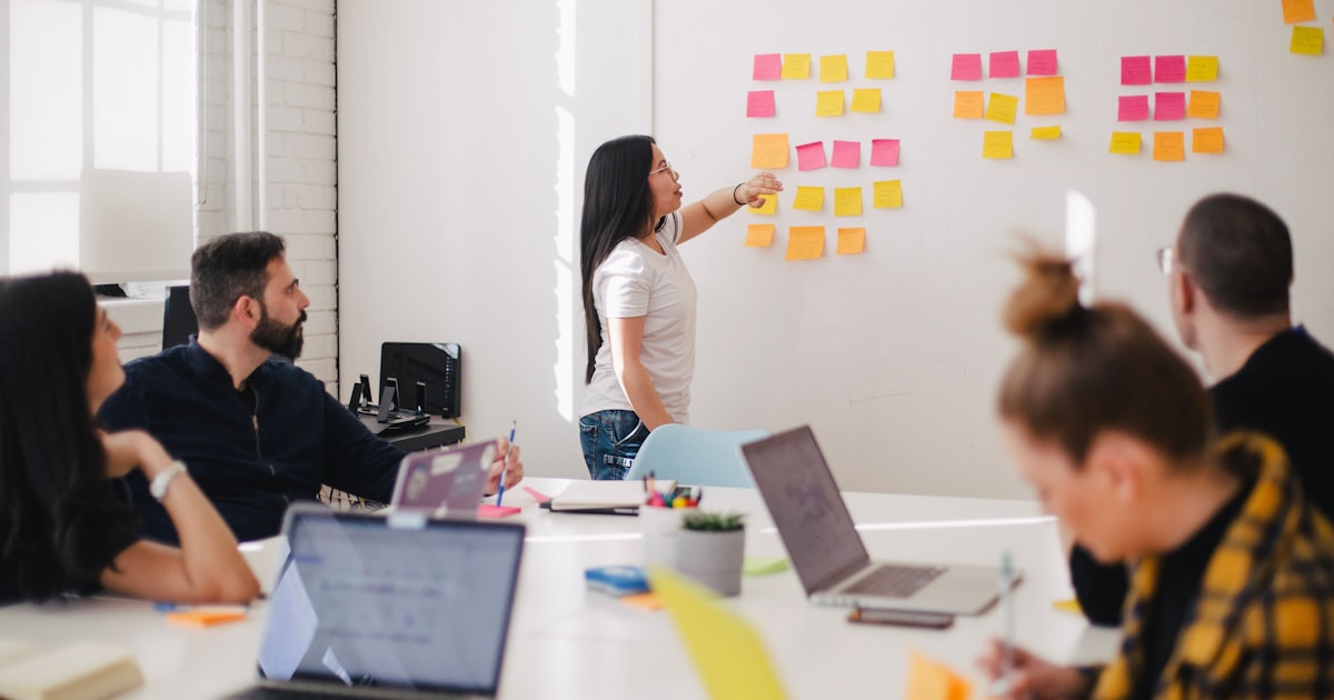 Sampul: tim merencanakan kerja di kanban board